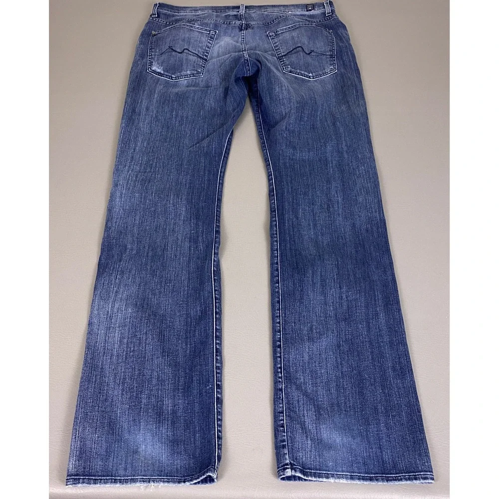7 For All Mankind Brett Bootcut Jeans Men's Size 36x34 Blue Wash Denim Made USA